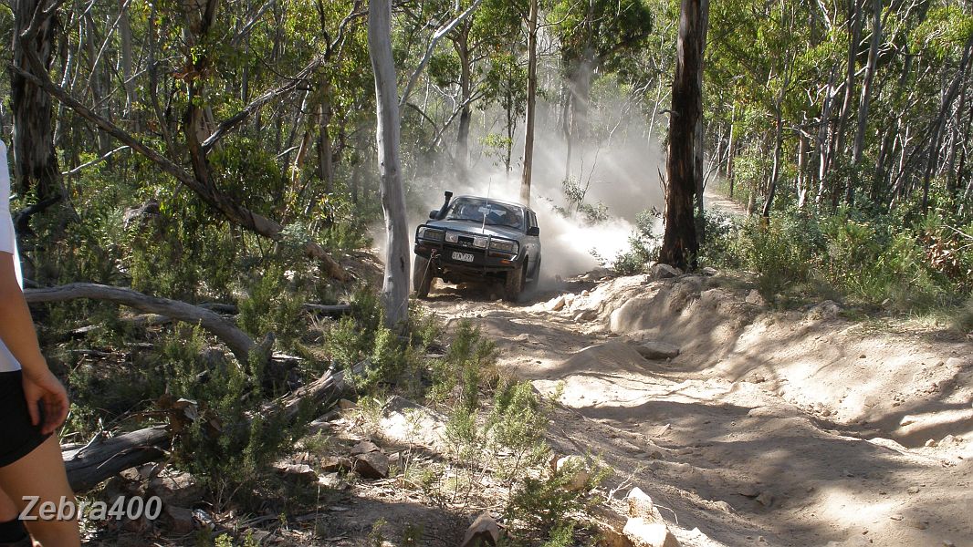 30-Helen shows us how easy it is to drive up a steep climb on the Cobberas Trail.JPG